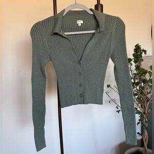 Aerie Green Button Up Top